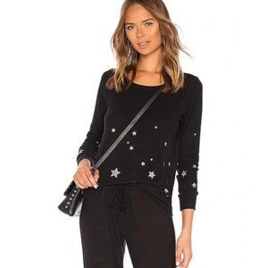 Chaser NWT Women's True Black & Silver STARRY NIGHT Pullover Top, Size Large